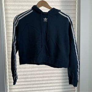 Navy cropped adidas hoodie